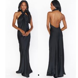 Show Me Your Mumu Satin Halter Gown. Like new, worn 1x.